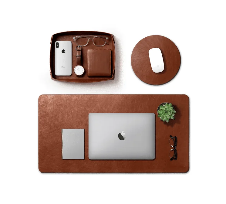 IndiFash Desk Mat for Premium Goat Leather Large Laptop mat | Extended Mouse pad and Keyboard Desk pad | | Reversible Deskspread -