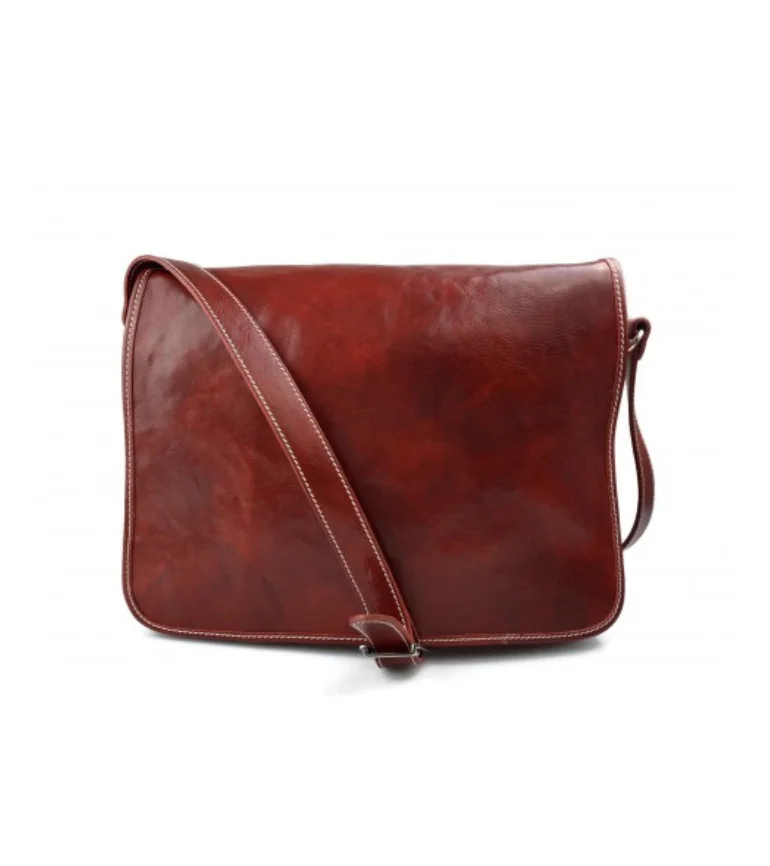 IndiFash - Full Flap Plain Handcrafted Leather laptop Bag | 100% Genuine Leather|11*15