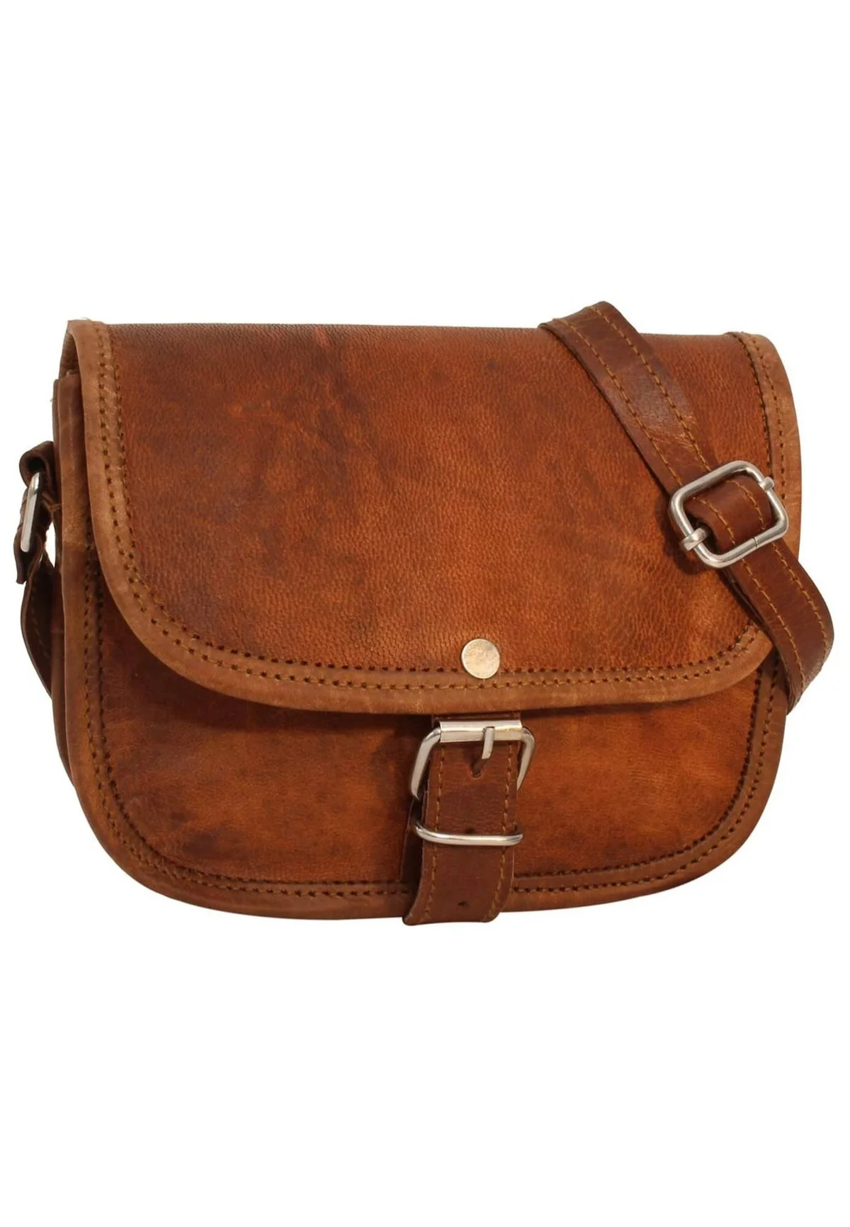 IndiFash - 5*7 Inch Plain Handcrafted Goat Leather Sling Bag | 100% Genuine Leather