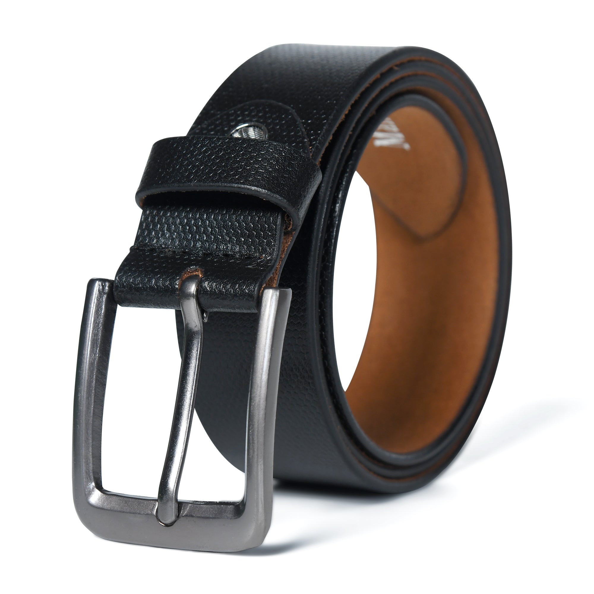 Indifash Solid Black Leather Belt