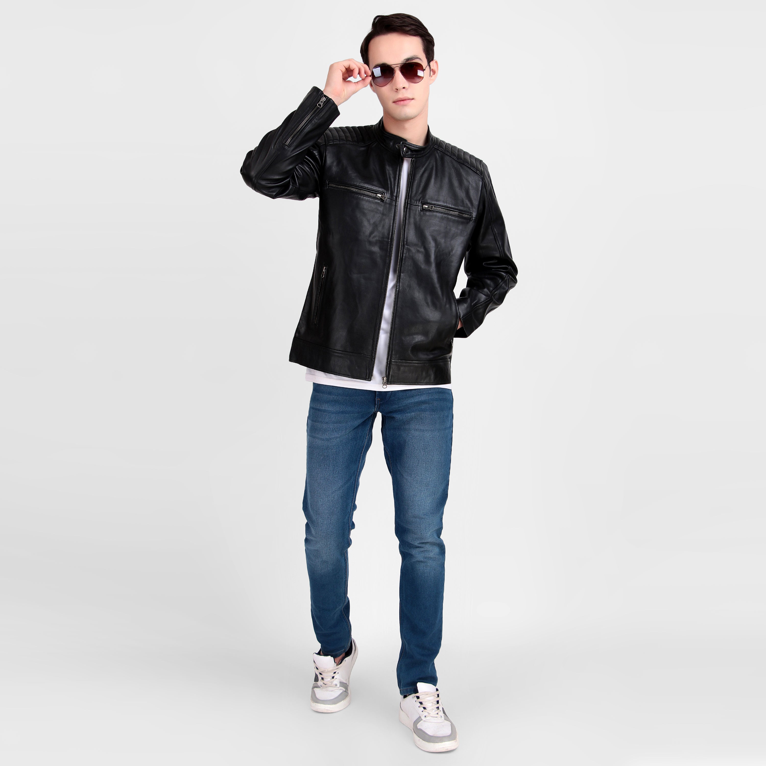Heritage Classic Black Leather Jacket thumbnail 18