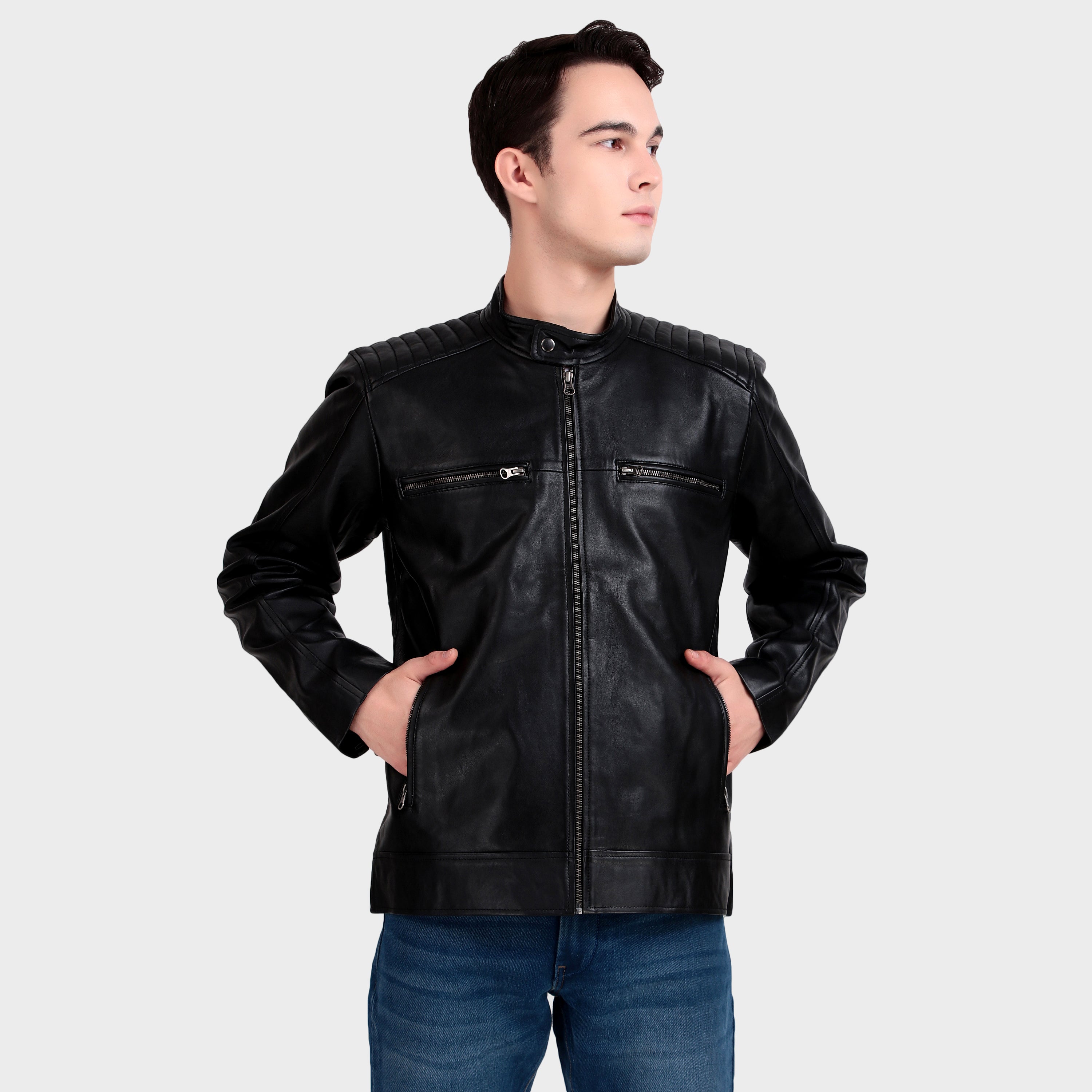 Heritage Classic Black Leather Jacket thumbnail 19