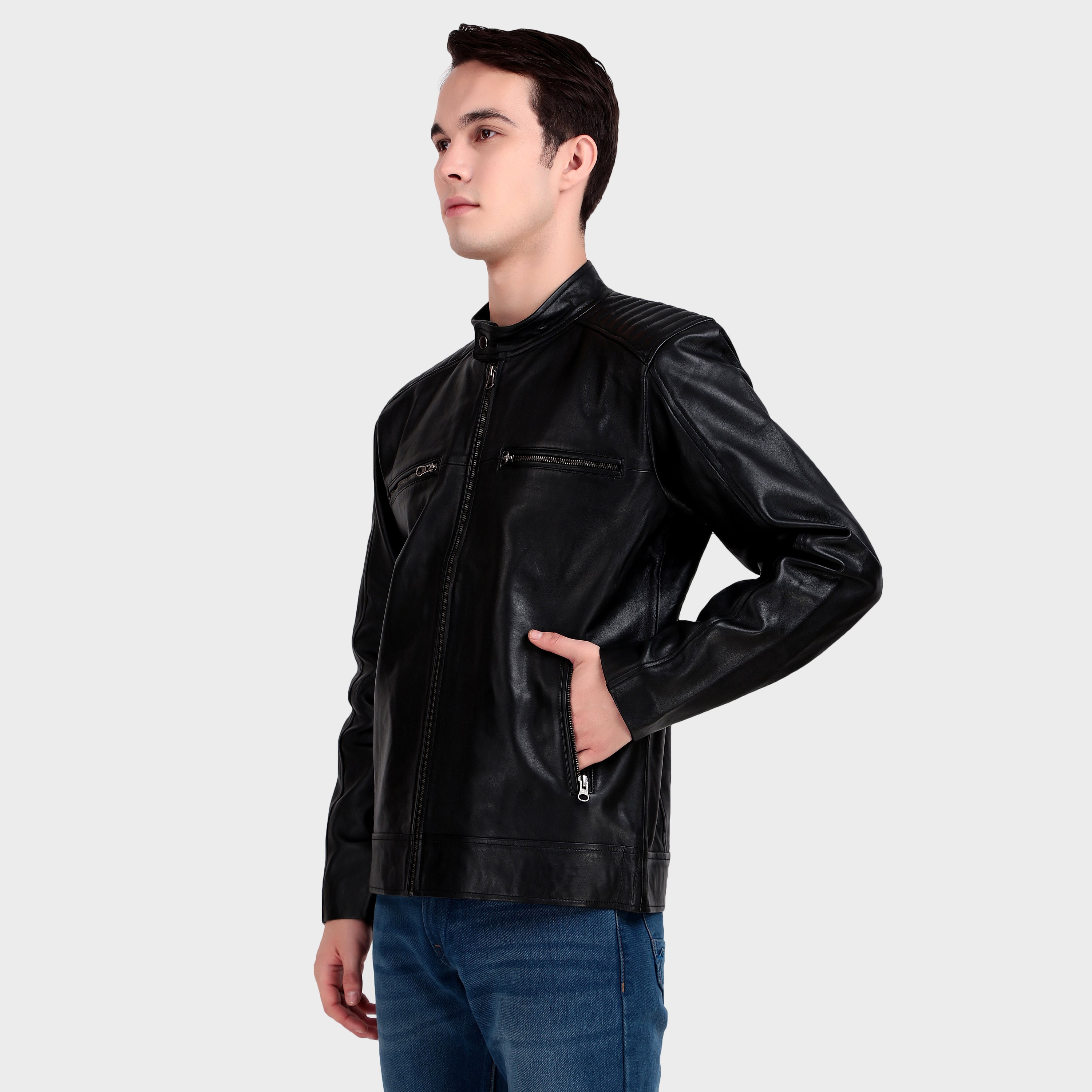 Heritage Classic Black Leather Jacket thumbnail 22