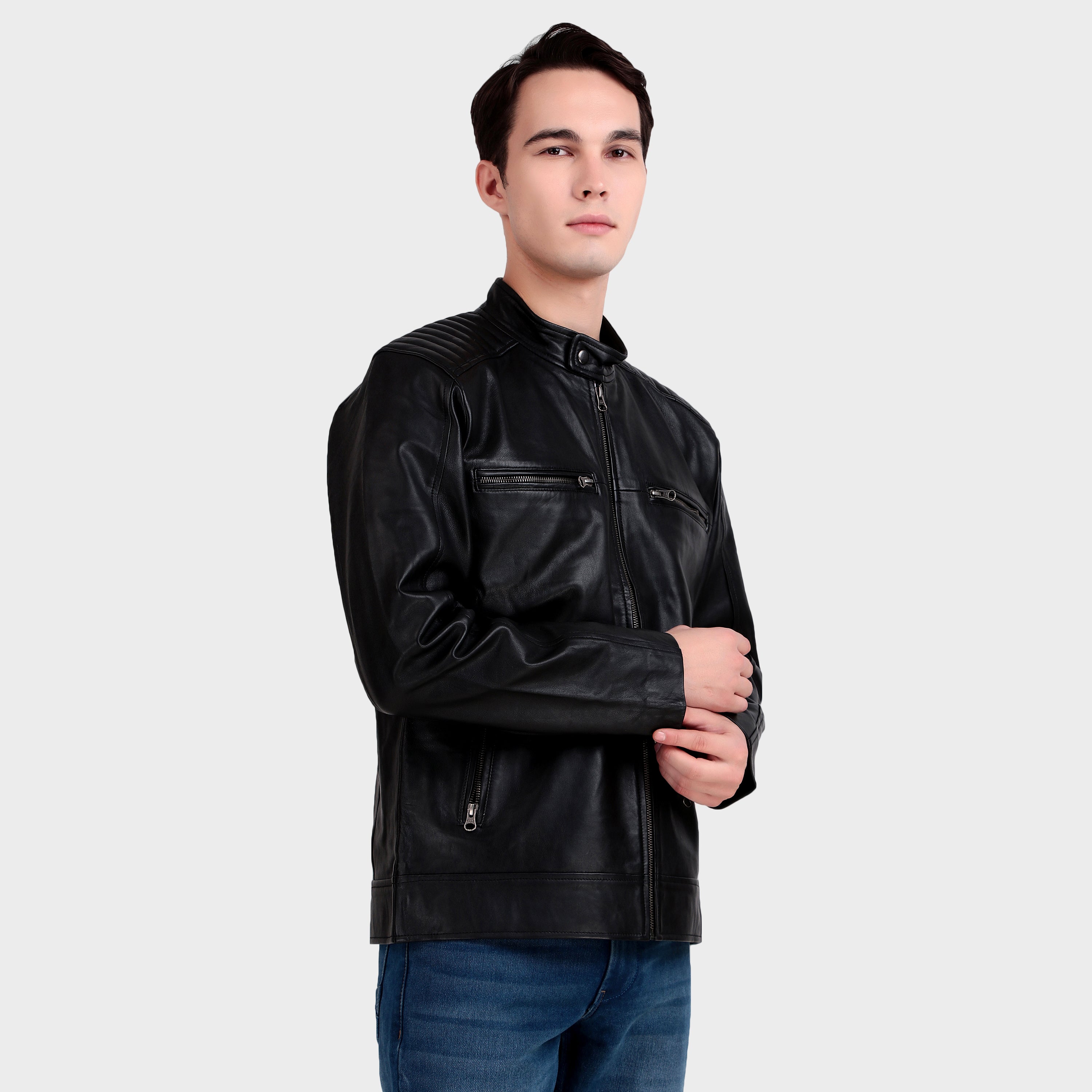 Heritage Classic Black Leather Jacket thumbnail 9