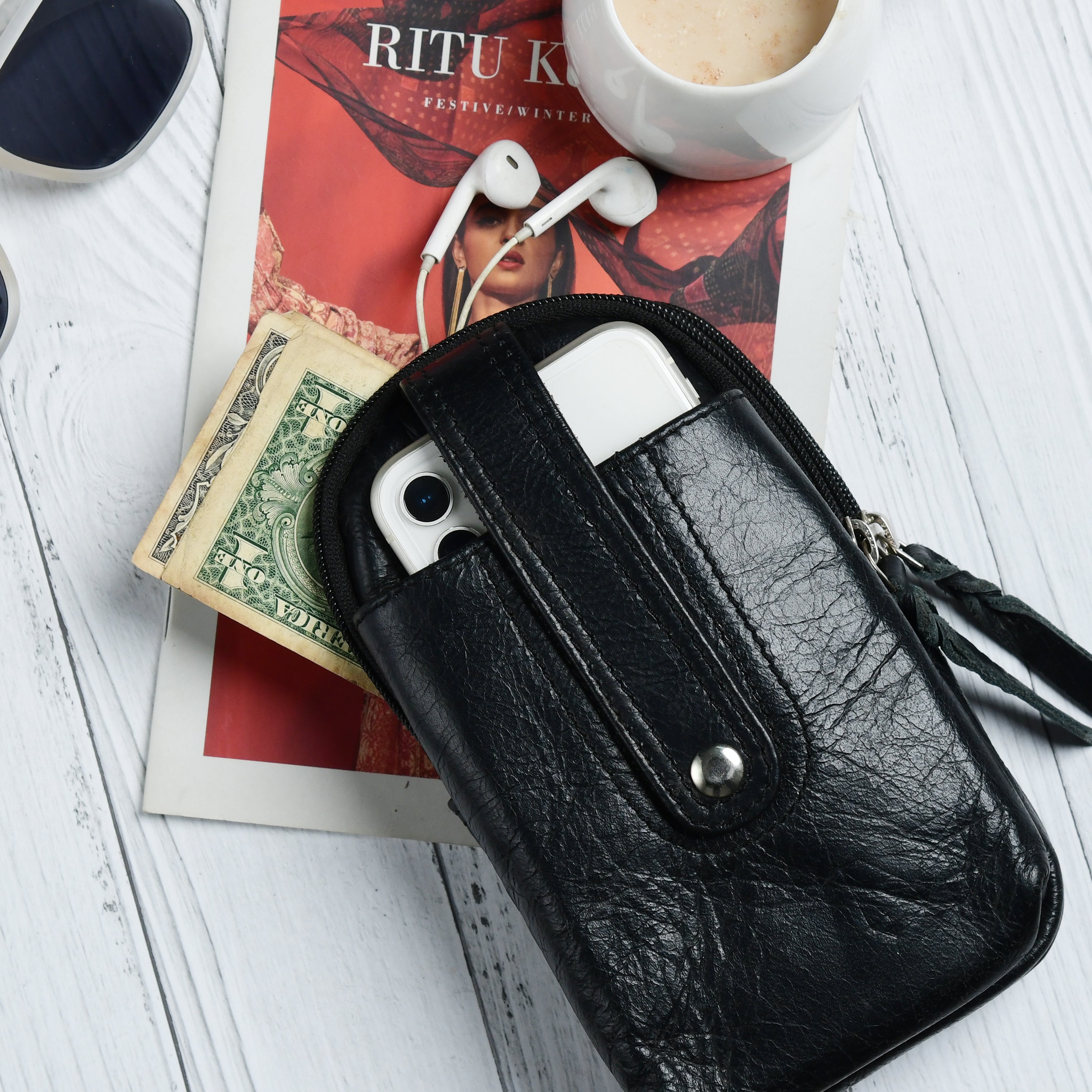 Jet-Set Organizer: Leather Phone Pouch thumbnail 16