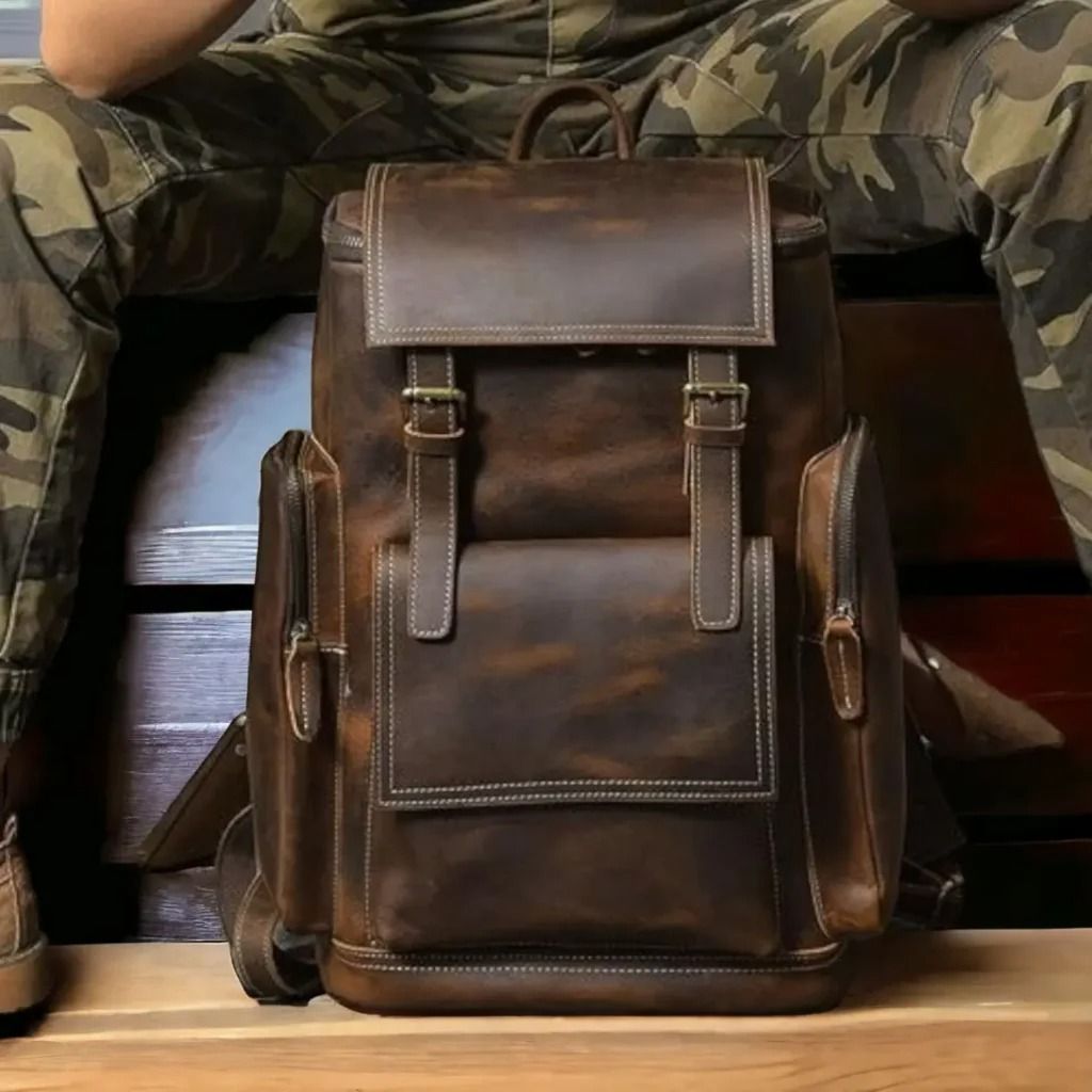 Jungle Travel Backpack - Full Grain Buffalo Leather Laptop Backpack