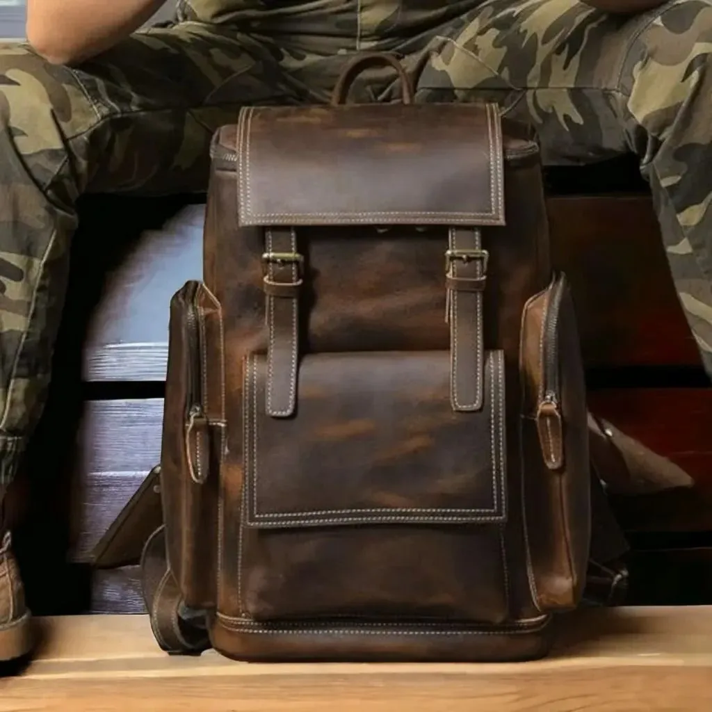 Jungle Travel Backpack - Full Grain Buffalo Leather Laptop Backpack
