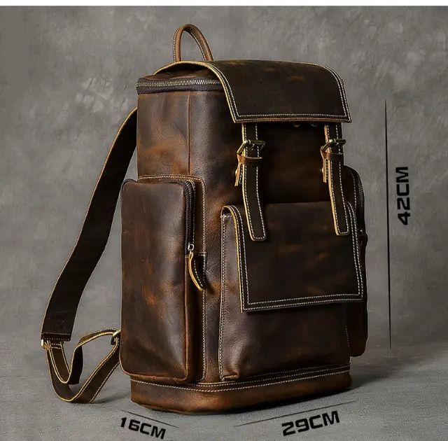 Jungle Travel Backpack - Full Grain Buffalo Leather Laptop Backpack thumbnail 2