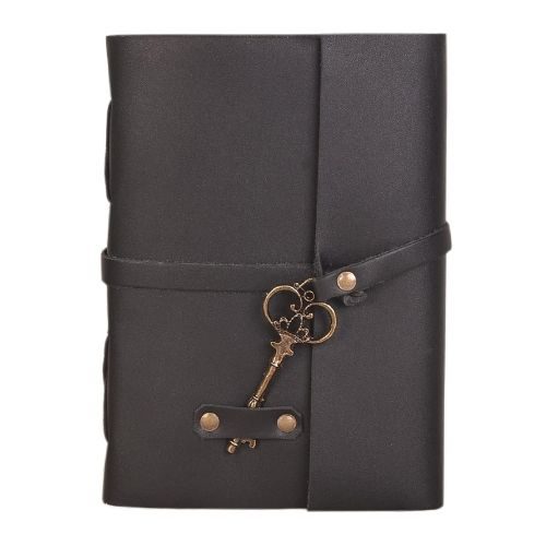 IndiFash - Leather Diary - Antique Handmade Leather Bound Notepad for Men and Women Unlined Paper, Travel Diary and Notebooks -7 x 5 Inches - (Black)