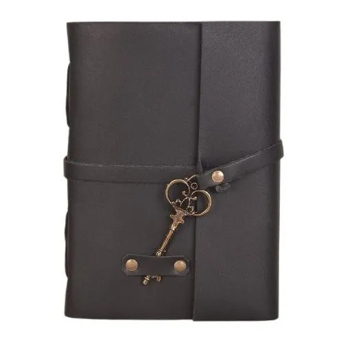 IndiFash - Leather Diary - Antique Handmade Leather Bound Notepad for Men and Women Unlined Paper, Travel Diary and Notebooks -7 x 5 Inches - (Black)
