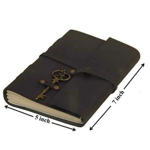 IndiFash - Leather Diary - Antique Handmade Leather Bound Notepad for Men and Women Unlined Paper, Travel Diary and Notebooks -7 x 5 Inches - (Black) thumbnail 2
