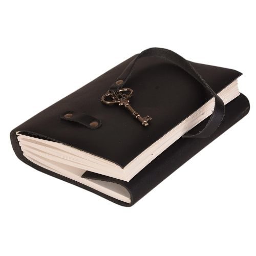 IndiFash - Leather Diary - Antique Handmade Leather Bound Notepad for Men and Women Unlined Paper, Travel Diary and Notebooks -7 x 5 Inches - (Black) thumbnail 3