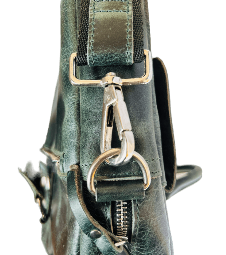 Laptop Green leather Bag thumbnail 5