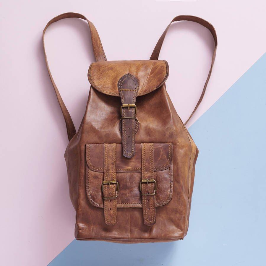 IndiFash - Handcrafted 13*18 Inch Large Goat Leather Backpack | 100% Genuine Leather thumbnail 2