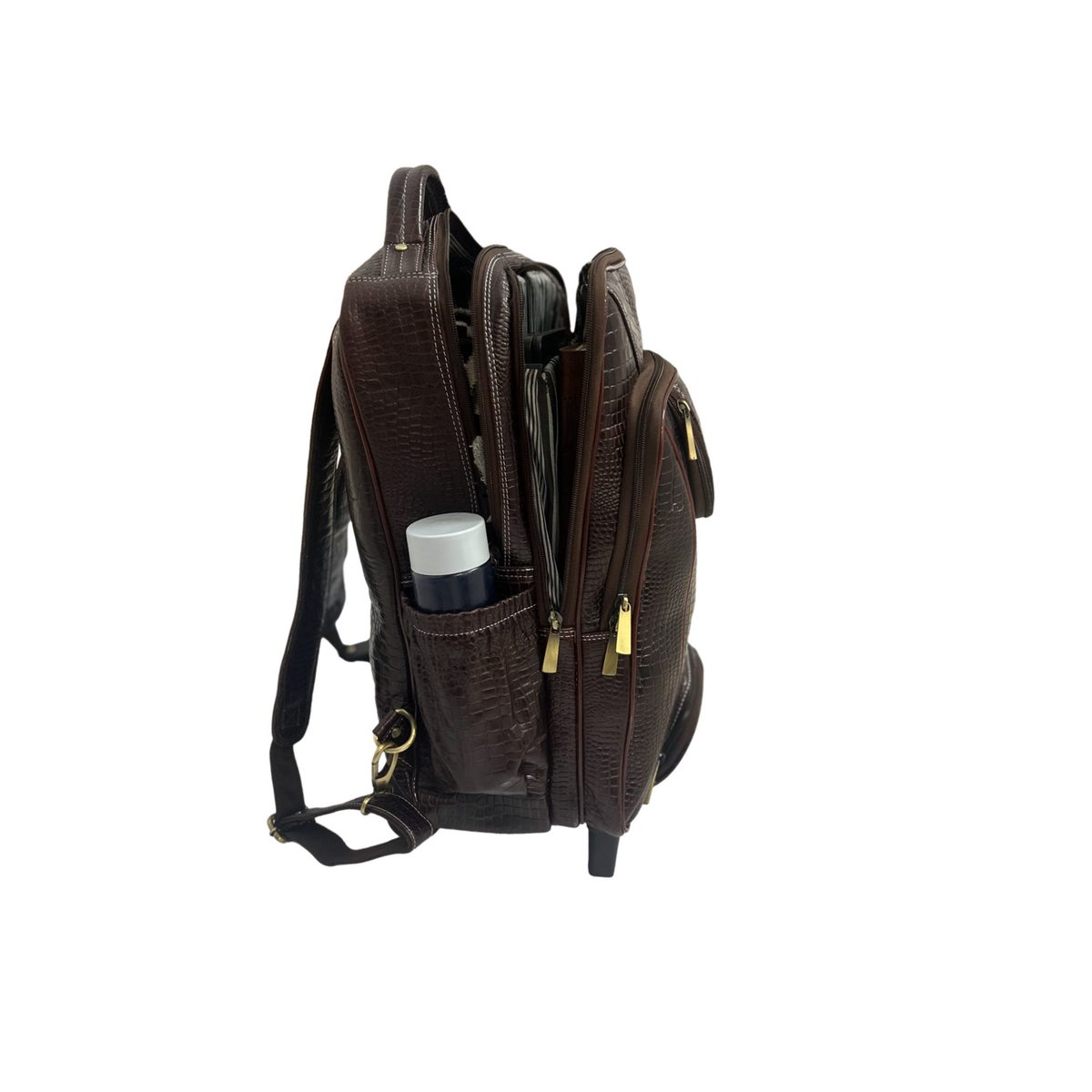 Leather Backpack For men office use with laptop compartment (Brown) thumbnail 3