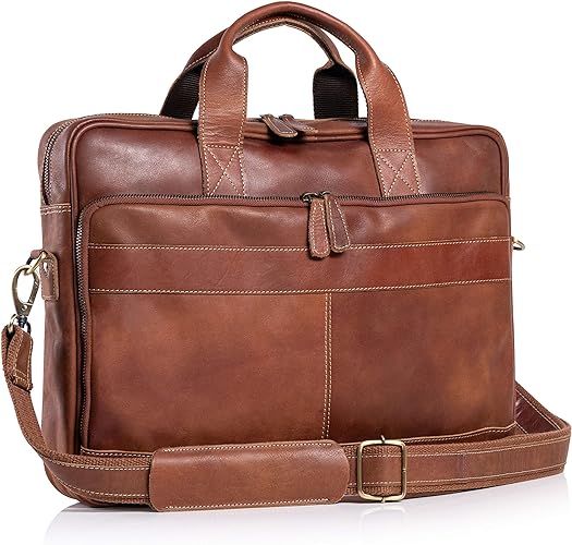 IndiFash: Buffalo Leather briefcase 12*16 Inch Laptop Messenger Bags for Men and Women Best Office School College briefcase Satchel Bag
