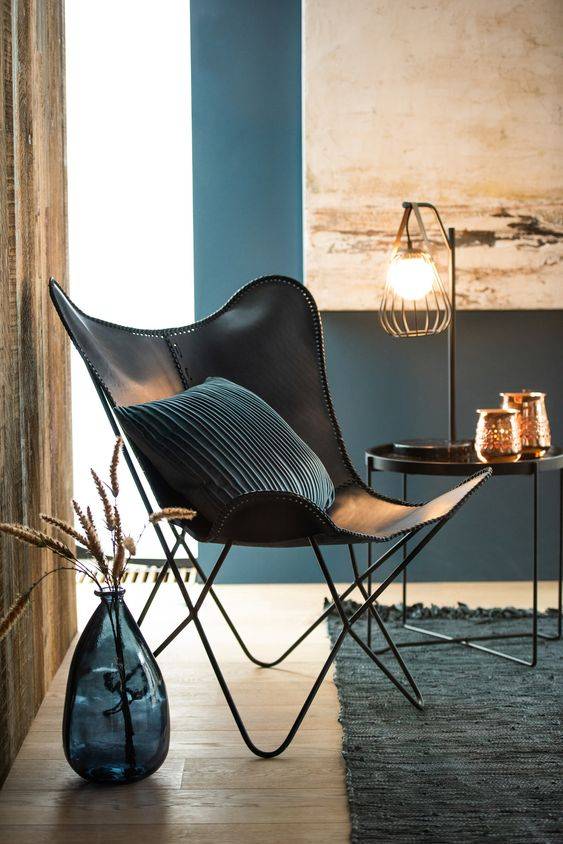 Butterfly chair black cover Buffalo leather thumbnail 2