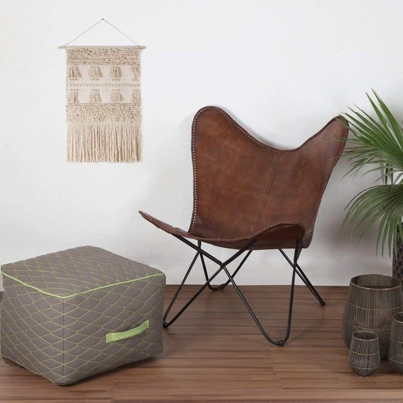 Butterfly chair brown cover Goat leather thumbnail 2