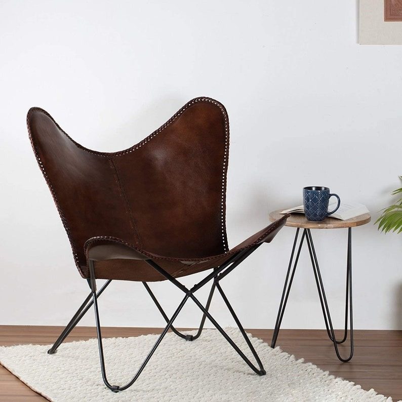 Butterfly chair brown cover Goat leather thumbnail 3