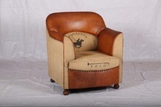 Leather Canvas Polo Sofa
