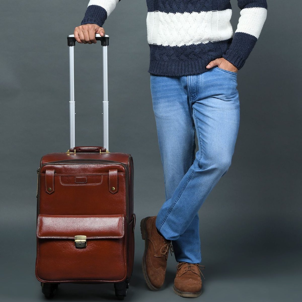 Leather Cabin Trolley Bag Carry-On thumbnail 3