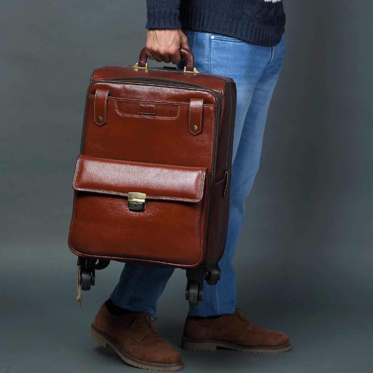 Leather Cabin Trolley Bag Carry-On thumbnail 5