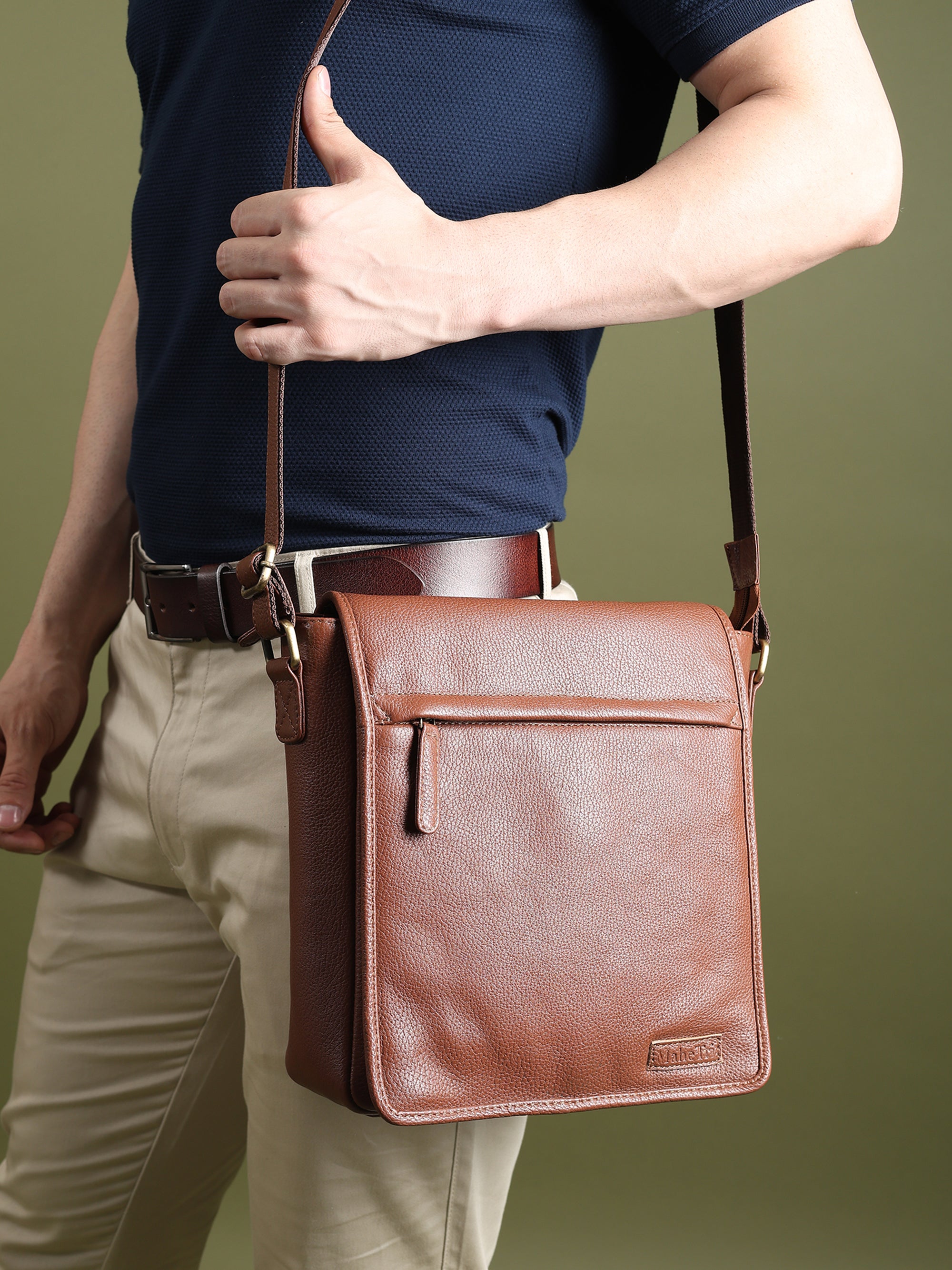 Leather Crossbody Bag For Travel Work thumbnail 5