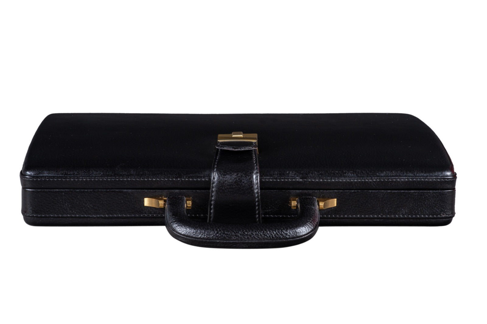 Leather Executive Mens Leather Attache Briefcase, Black thumbnail 4