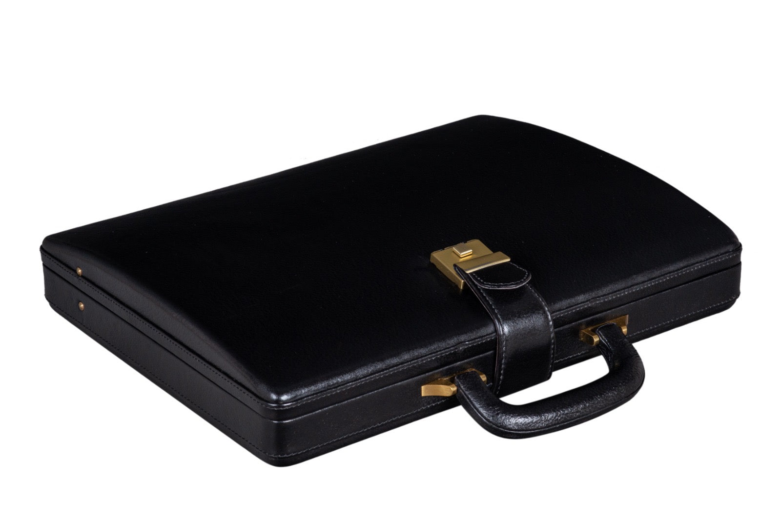 Leather Executive Mens Leather Attache Briefcase, Black thumbnail 6