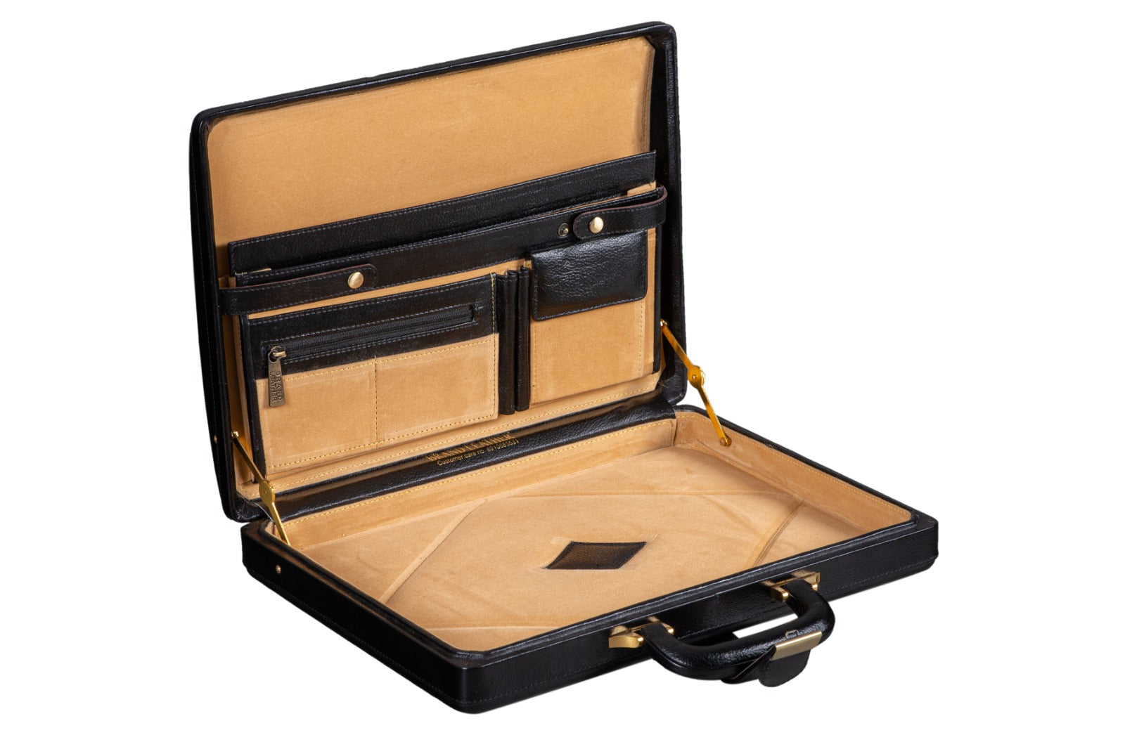 Leather Executive Mens Leather Attache Briefcase, Black thumbnail 7