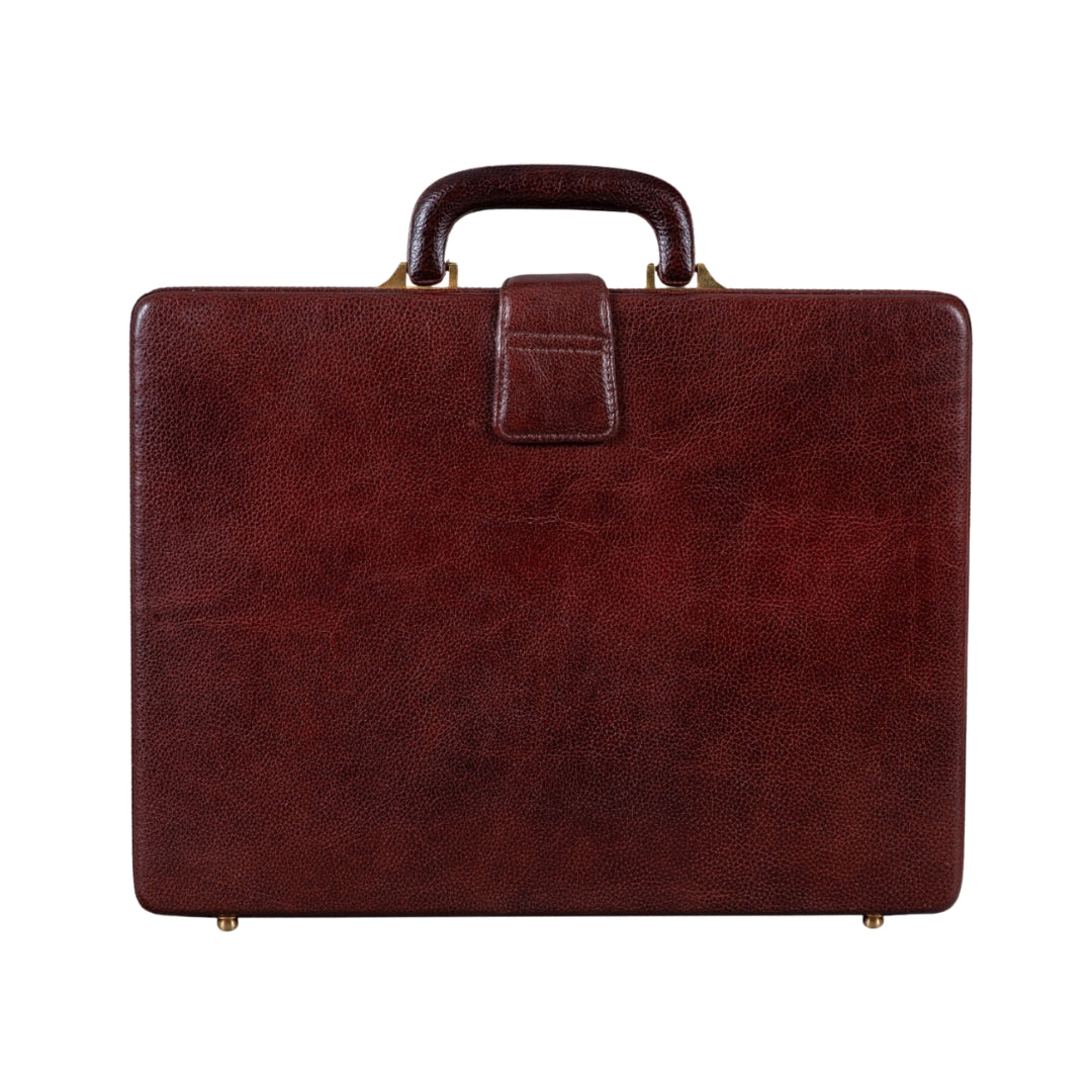 Leather Executive Mens Leather Attache Briefcase, Brown