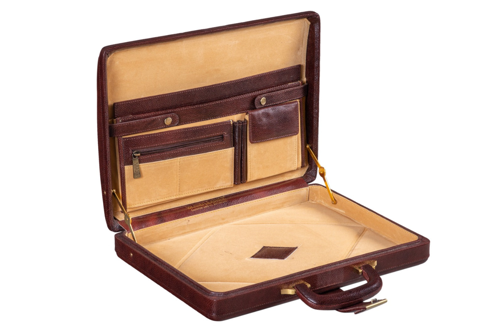 Leather Executive Mens Leather Attache Briefcase, Brown thumbnail 7