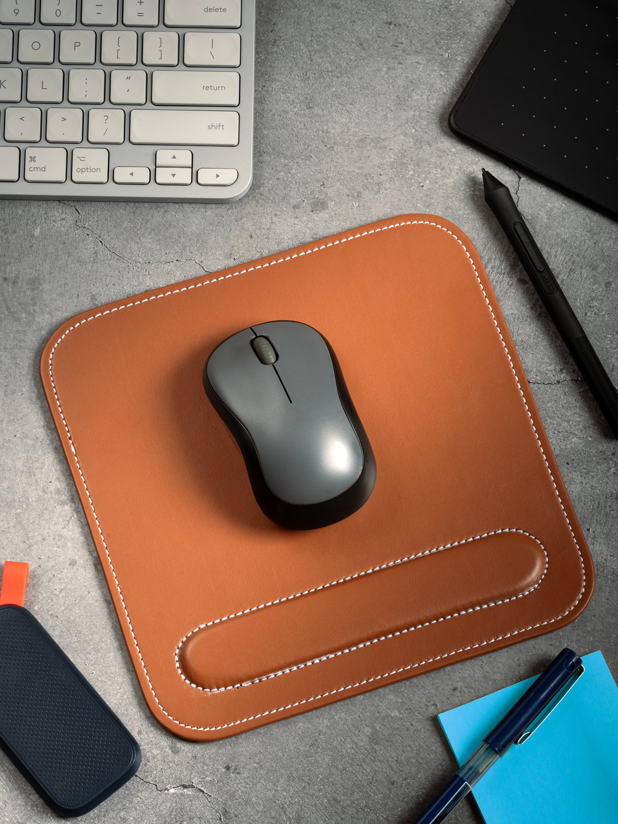 Leather Mouse Pad With Wrist Rest