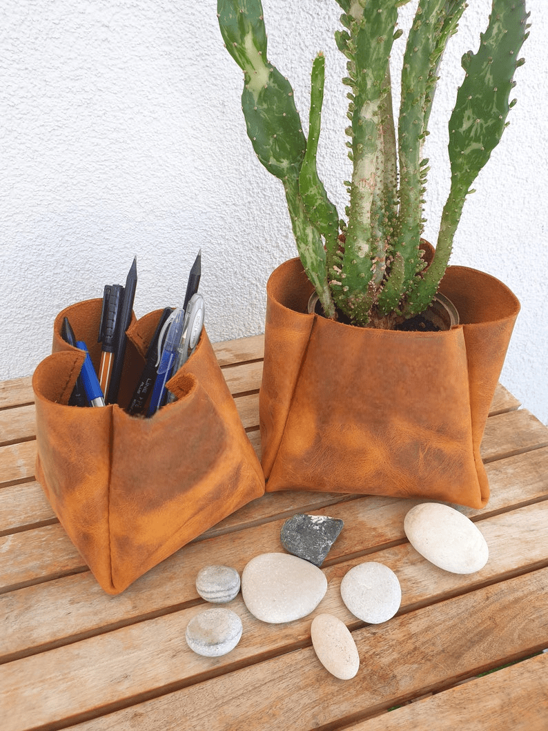 Leather Plant Pot Holder thumbnail 2
