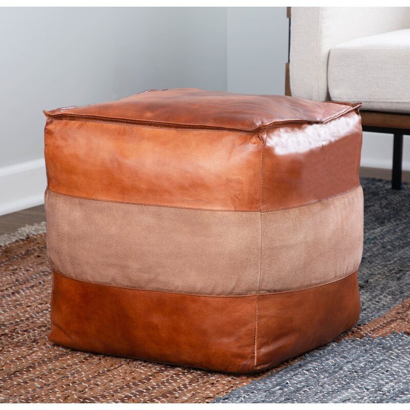 Leather Pouf, ottoman pouf handmade pouf footstool thumbnail 3
