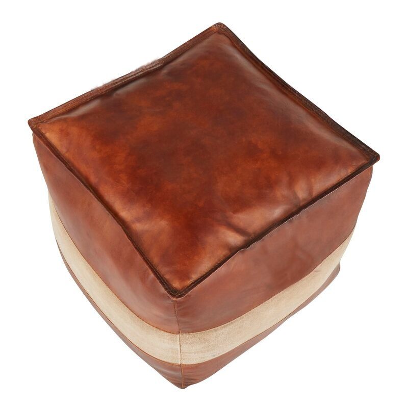 Leather Pouf, ottoman pouf handmade pouf footstool thumbnail 4