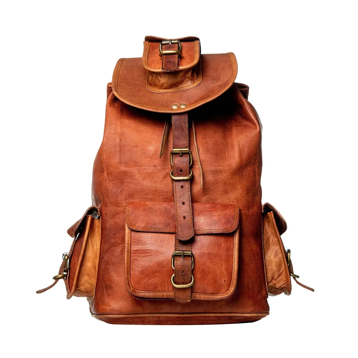 IndiFash - 13*18 Inch Goat Leather Backpack bag For Girls And Boys | 100% Genuine Leather