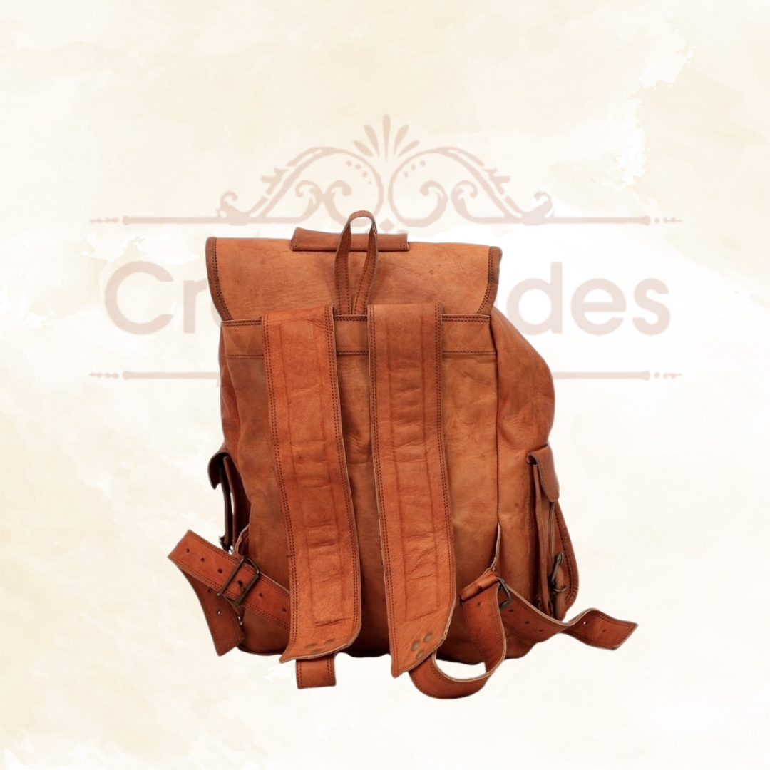 IndiFash - 13*18 Inch Goat Leather Backpack bag For Girls And Boys | 100% Genuine Leather thumbnail 5