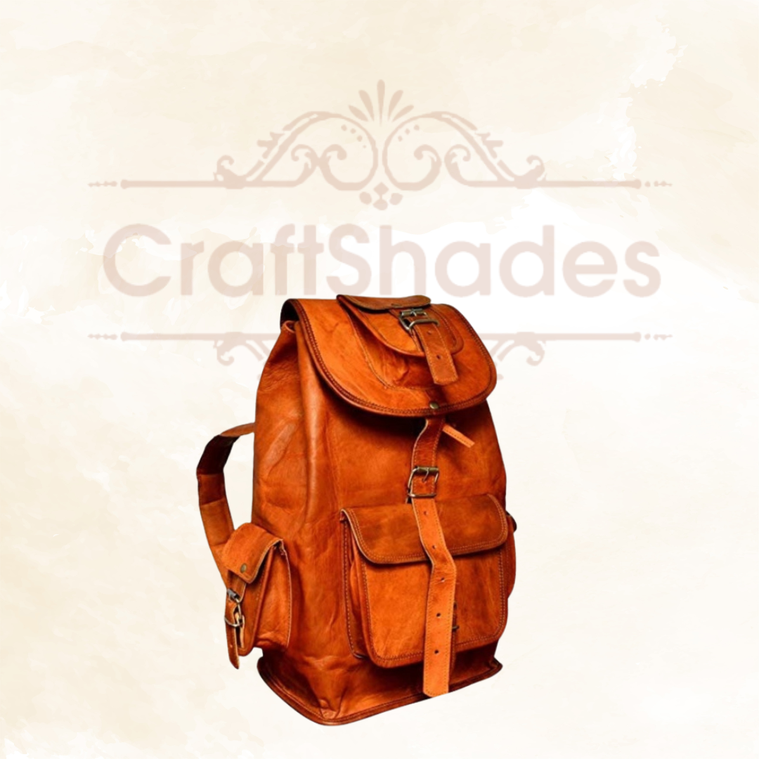 IndiFash - 13*18 Inch Goat Leather Backpack bag For Girls And Boys | 100% Genuine Leather thumbnail 7