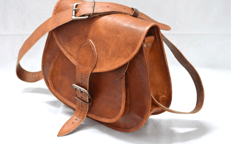 IndiFash - 7*9 Inches Crossbody Handcrafted Small Goat Leather Unisex Sling Bag| 100% Genuine Leather thumbnail 2