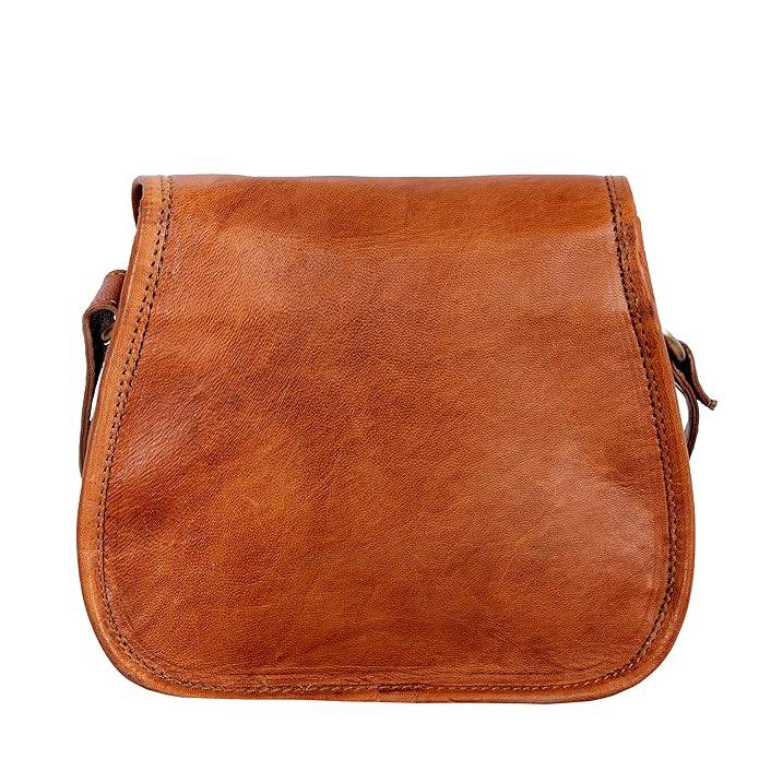 IndiFash - 7*9 Inches Crossbody Handcrafted Small Goat Leather Unisex Sling Bag| 100% Genuine Leather thumbnail 3