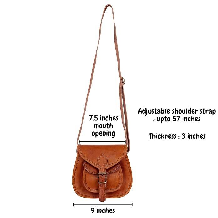 IndiFash - 7*9 Inches Crossbody Handcrafted Small Goat Leather Unisex Sling Bag| 100% Genuine Leather thumbnail 5