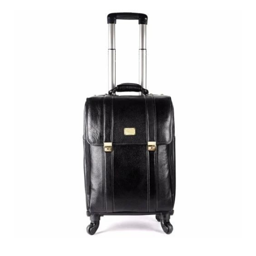 Leather Laguage Trolly Bag (Black)