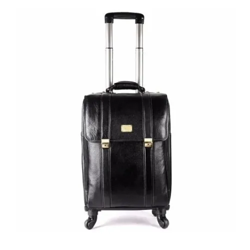 Leather Laguage Trolly Bag (Black)