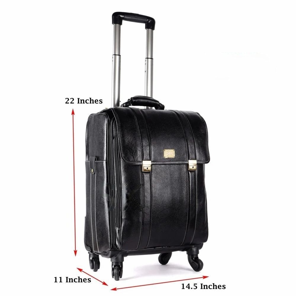 Leather Laguage Trolly Bag (Black) thumbnail 4