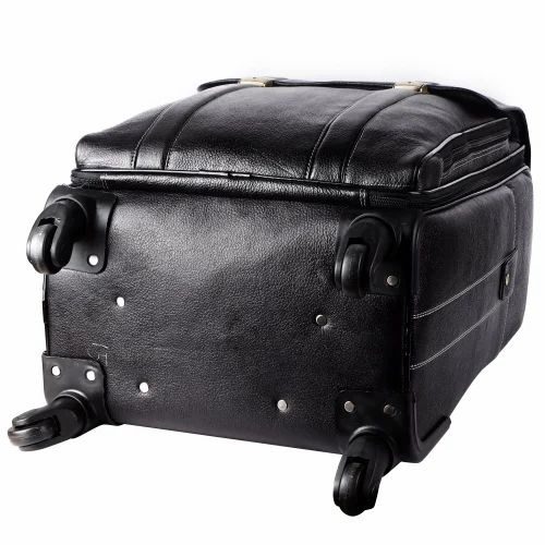 Leather Laguage Trolly Bag (Black) thumbnail 5
