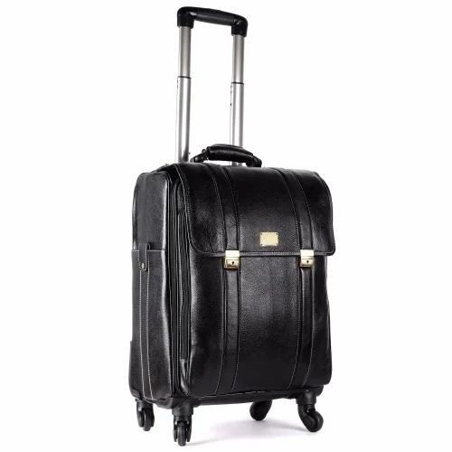 Leather Laguage Trolly Bag (Black) thumbnail 9
