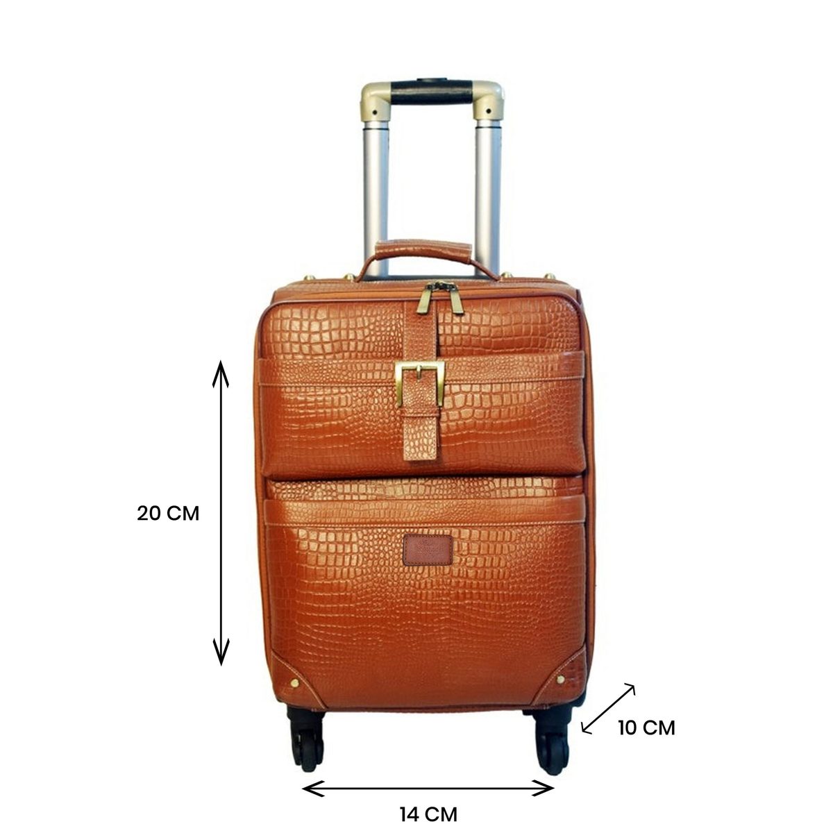 Leather Trolley Travel Bag Weekender Overnight Light Brown Leather Bag With Four Wheels Leather Cabin thumbnail 5