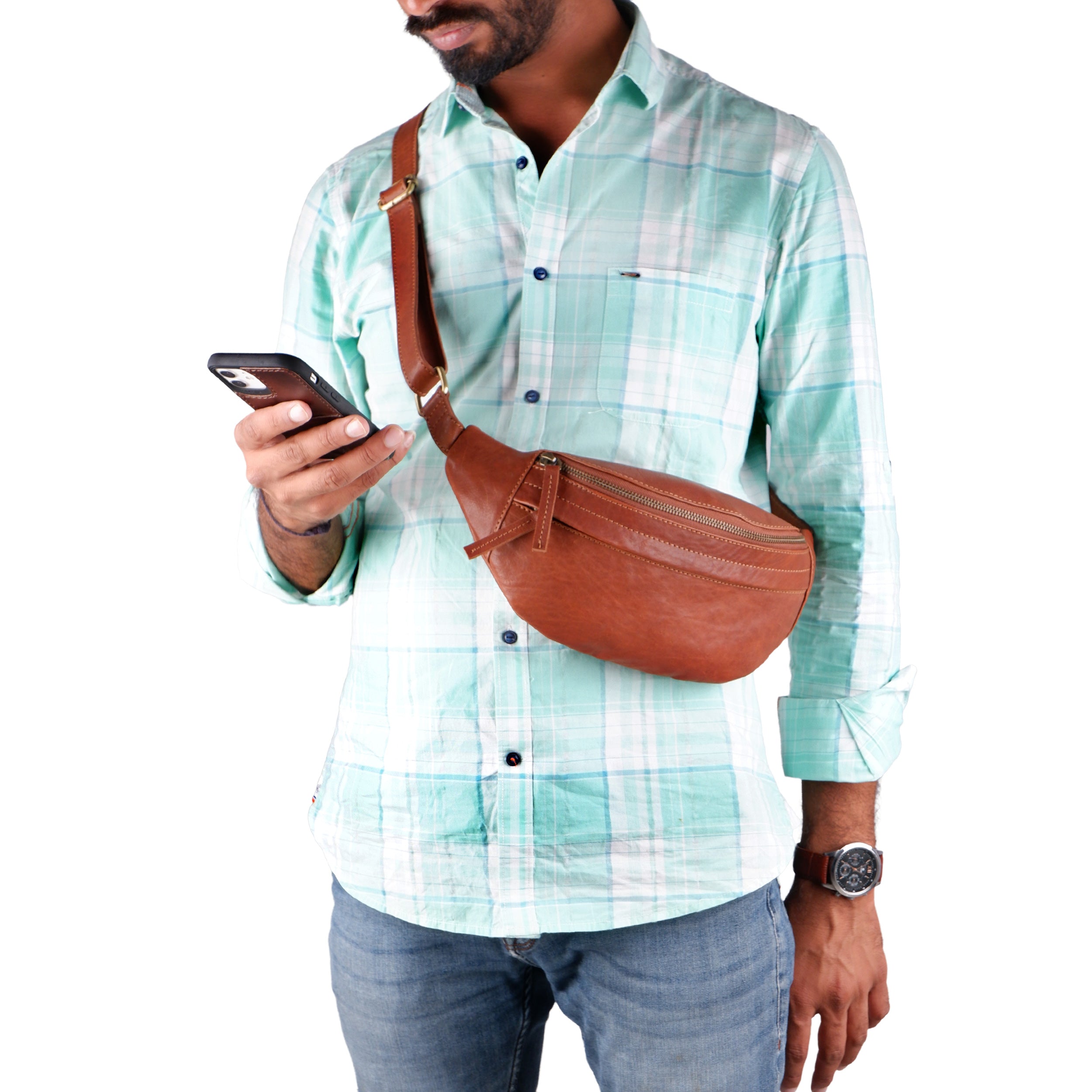 Leather Unisex Fanny Pack thumbnail 3