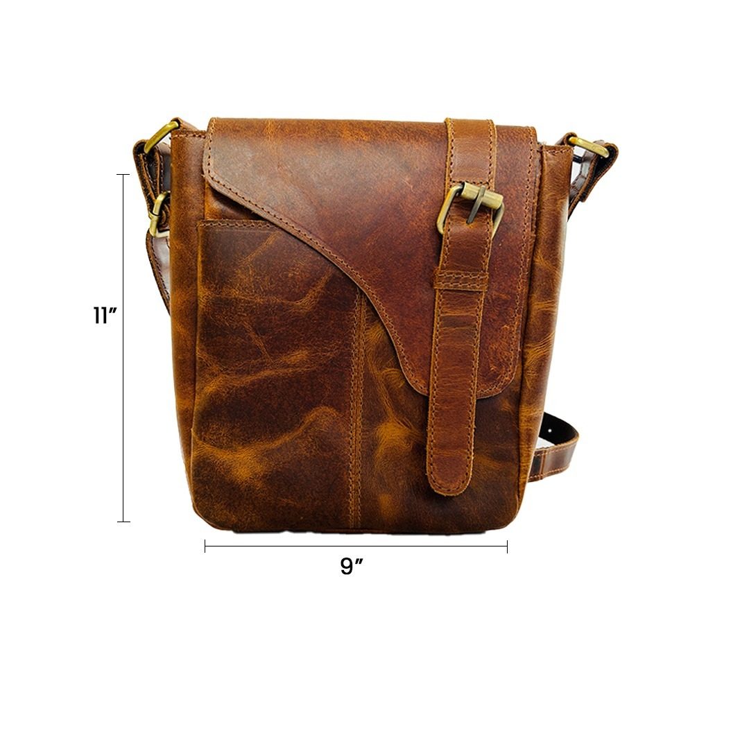 Live with Leather - 9 Inch Buffalo light brown Leather Sling Bag | 100% Genuine Leather thumbnail 4
